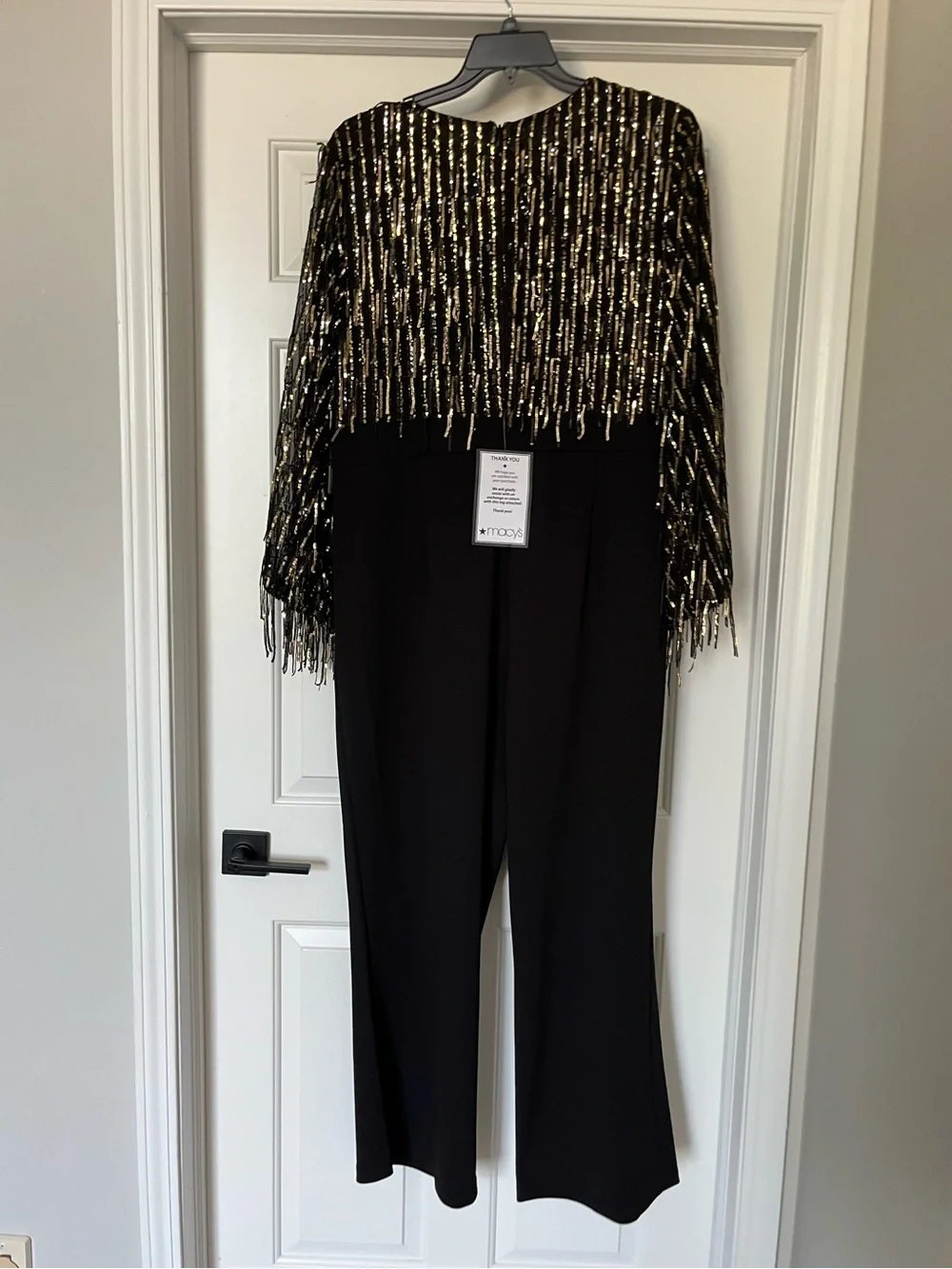 🖤✨ Eliza J Sequin Fringe Straight-Leg Jumpsuit Dress Sequin Size 18W NWT